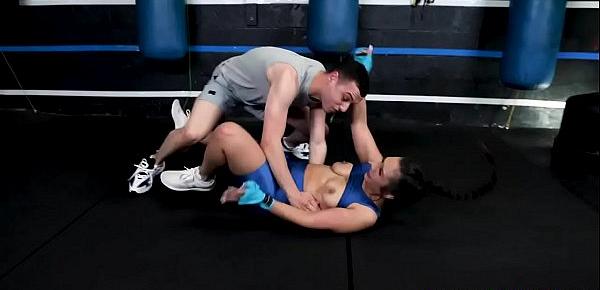  Sexy and fit babe demonstrates some wrestling moves